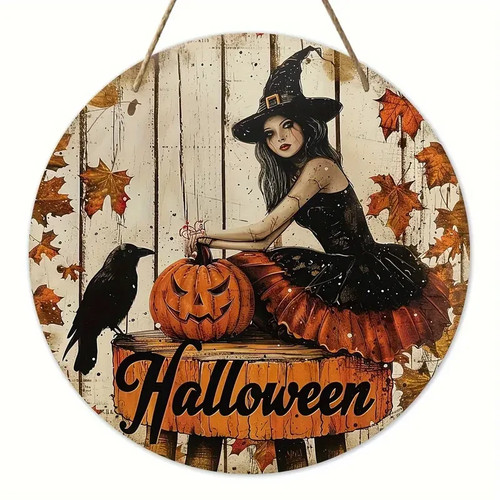 Wooden halloween witch sign - halloween,