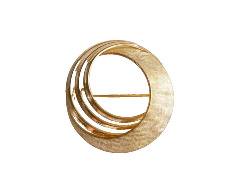Vintage brooch gold tone - brooch, round