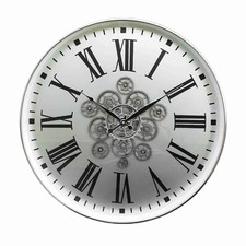Silver 60cm Roman Wall Clock