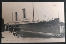 Paddle Steamer Entering Dry Dock Old Belgian Postcard