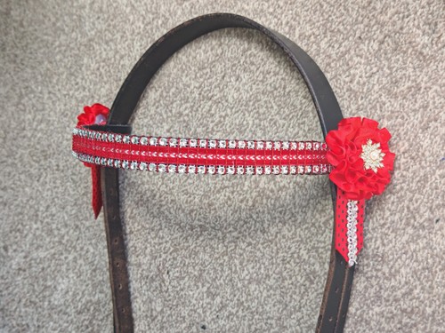 Red show bling browband - show,