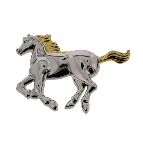 Running horse brooch silver - horse, brooch,