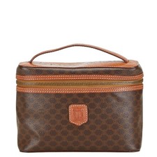 Celine Macadam Vanity Bag Handbag Pouch Brown PVC Leather Women's CELINE