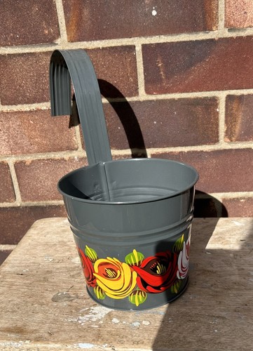 Hand painted hanging bucket - hanging,