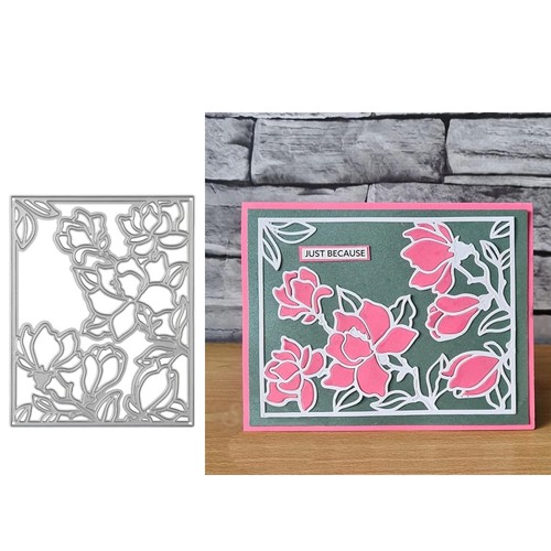 Magnolia flower frame - flower, metal
