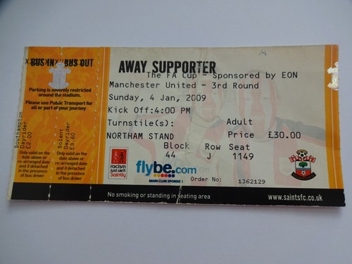 Ticket stub southampton v - ticket,
