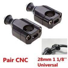 Black 1 1/8" 28mm Universal CNC Motorcycle Handlebar Mount Riser Clamp Aluminium