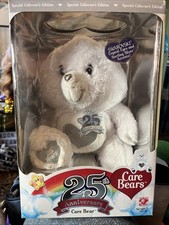 25th Anniversary Care Bear Plush Toy white silver 11” Swarovski Crystal Eyes