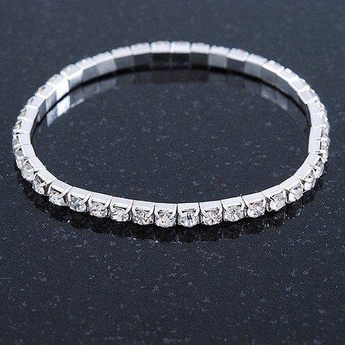 Silver tone clear crystal - tone,
