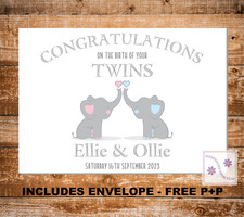 PERSONALISED NEW BABY TWINS
