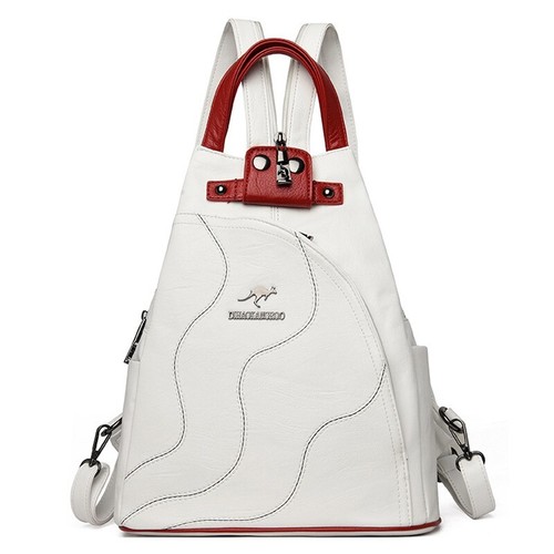 Women leather backpacks - leather, zipper