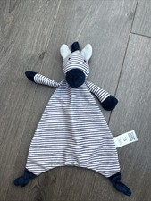 M&S Marks Spencer Navy Blue Stripe Zebra Comforter Baby Plush Soft Toy 07950513