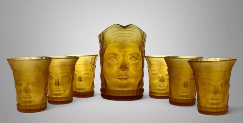 Art deco pressed frosted glass - pressed,