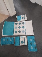 Next Double Teal/white Duvet Cover And 4 Pillowcases