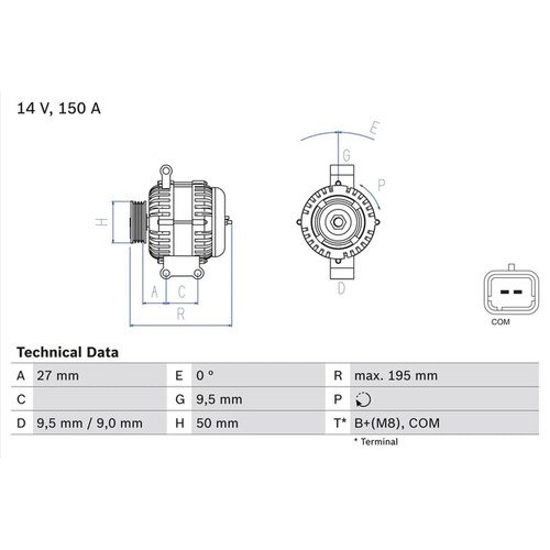 Bosch car alternator 12v fits - alternator,