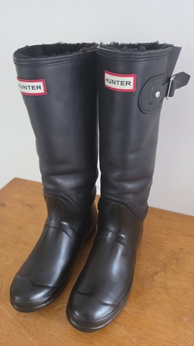Hunter black leather - leather, rain