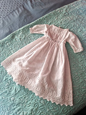 Antique Edwardian Baby/Doll Dress 20" Long – Beautiful Embroidered Eyelet Lace
