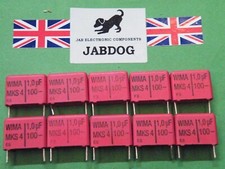 Wima MKS4 1uF 100v 5% Polyester Box Capacitors Pitch 15mm Packs 2 or 10 Pcs
