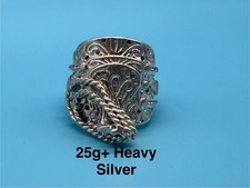 Heavy solid sterling silver saddle ring large 925 men's gents horse riding