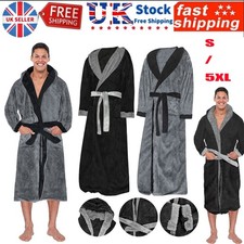 NEW Men Long Dressing Gown Plush Hooded Towelling Bathrobe Warm Lounge Nightgown