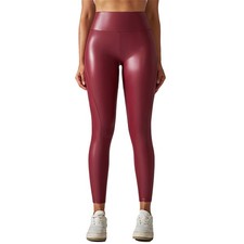 UK Womens PU Leather Stretchy Pencil Pants High Waist Yoga Tights Pants Trousers