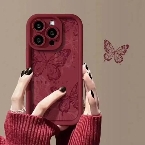 Red butterfly silicone phone - red,