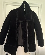 Ladies Girls NEXT Velvet Duvet Coat / Jacket Size 6 Black Padded Quilted