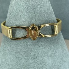 Aspinal of London bracelet feather motif gold plated leather buckle 