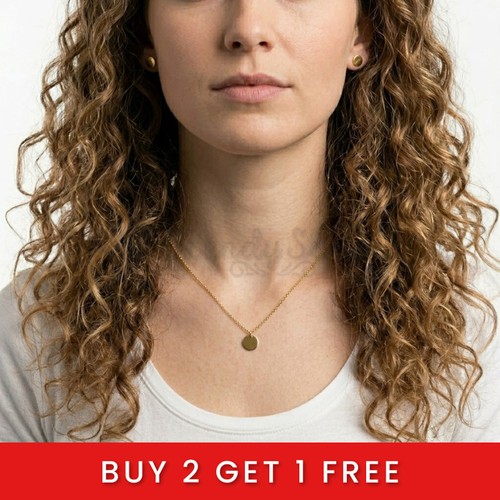 9ct gold dainty circle coin - gold,