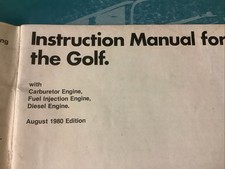 Vw Instruction Manual Golf August 1980 First Edition Carb, Fuel Injection