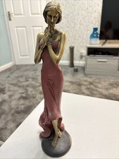 Art Deco Bronze Effect Lady Figurine Statue Beautiful Elegant Lady - 37cm Tall