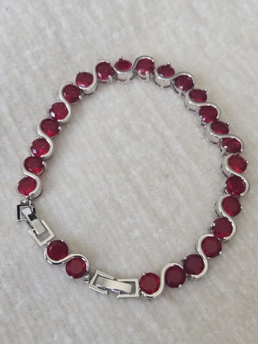Red crystal sterling silver - crystal,