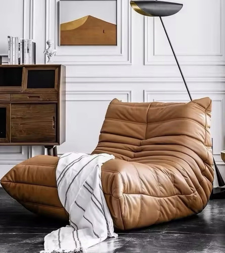 Modern faux leather lounger - leather,