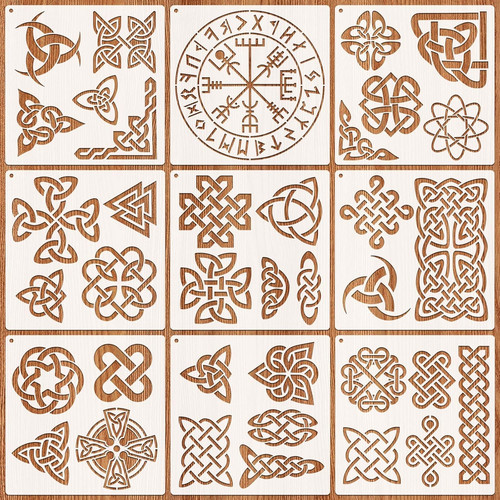 9pcs runes stencils for - runes,