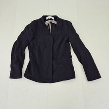 NICOLE FARHI Blazer 10 Navy Women's Jacket Wool Blend Open Front