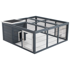 Rabbit Run Small Animal Hutch Guinea Pig House with Openable Main House & Roof