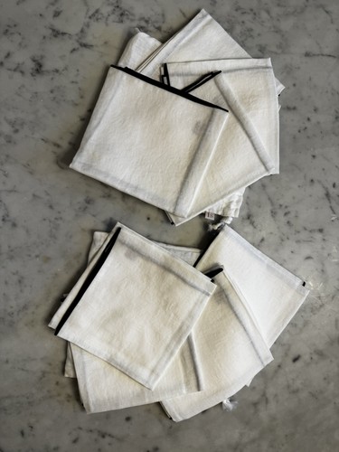 Set white linen napkins - white,