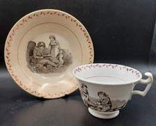 Antique China Cup Saucer Pink