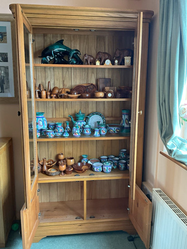 Solid oak wood glass display - wood,