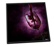 Modern Wine Glass Kitchen Black CANVAS FLOATER FRAME Wall Art Square Print