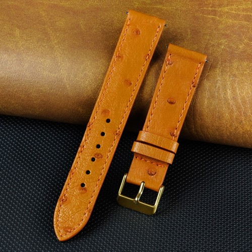 Flat tan ostrich leather watch - ostrich,