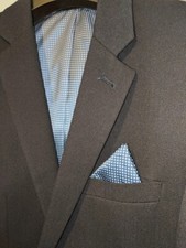 Mens Primark Navy Textured Slim Fit Suit 40S W34S