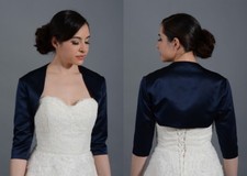 3/4 Sleeves Women Bridal Satin Bolero Shrug Wedding Evening Jacket Shawl Stole