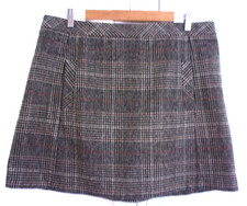 Next Women's Checked Skirt  A-Line Front Pocket Lined Zip Back Mini Size 16