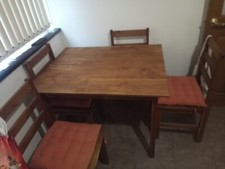 Square Dinner Table And 4 Chairs with 3 Cushions