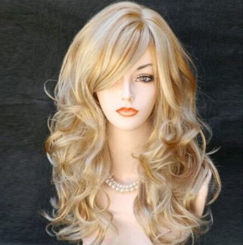 Multi color long curly - multi-color, wavy