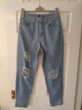 "BOO HOO"-  LADIES DISTRESSED / RIPPED/ FRAYED - JEANS ( BOO HOO - SIZE 10 ) 
