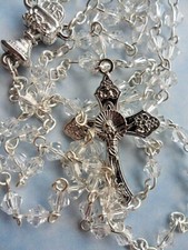1st First Holy Communion crystal glass rosary beads  Single or  pack of 6