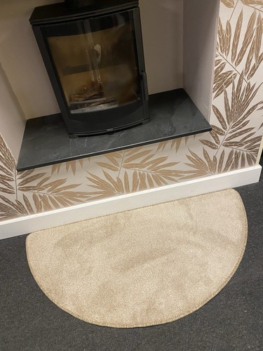 Beige half moon fireside rug - fireside,