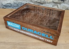 Mallory Duracell Battery Display Case Wooden Glass Advertising POS Countertop